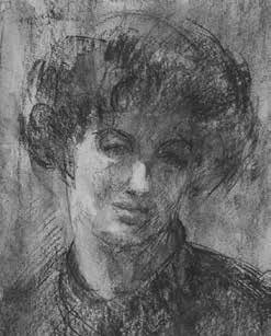 Self-Portrait (1956) — Charcoal Drawing